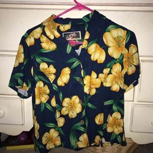 Yellow flowers tapered waist women’s shirt